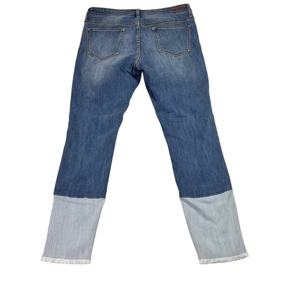 Pilcro and the Letterpress Jeans Womens 32 Blue Script Two Tone Step Raw Hem - Picture 2 of 12